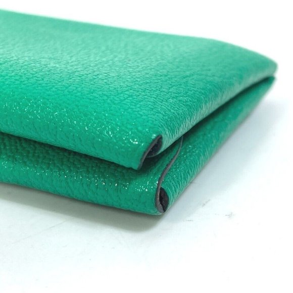 HERMES Coin Compartment coin purse Calvi duo Bicolor Card Case Green/pink - Picture 4 of 12